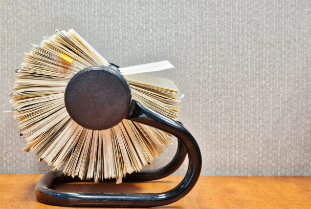 Rolodex on a desk